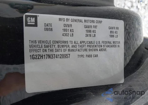 2007 Pontiac G6 Gt из США, поврежденный, VIN 1G2ZH17N374128957